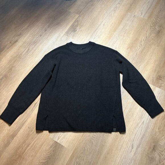 Lululemon Merino Wool Blend Ribbed Crewneck Sweater black size 10 L large cotton - Picture 9 of 12